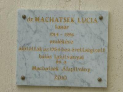 dr. Machatsek Lucia emléktábla | Soproni Széchenyi István Gimnázium
